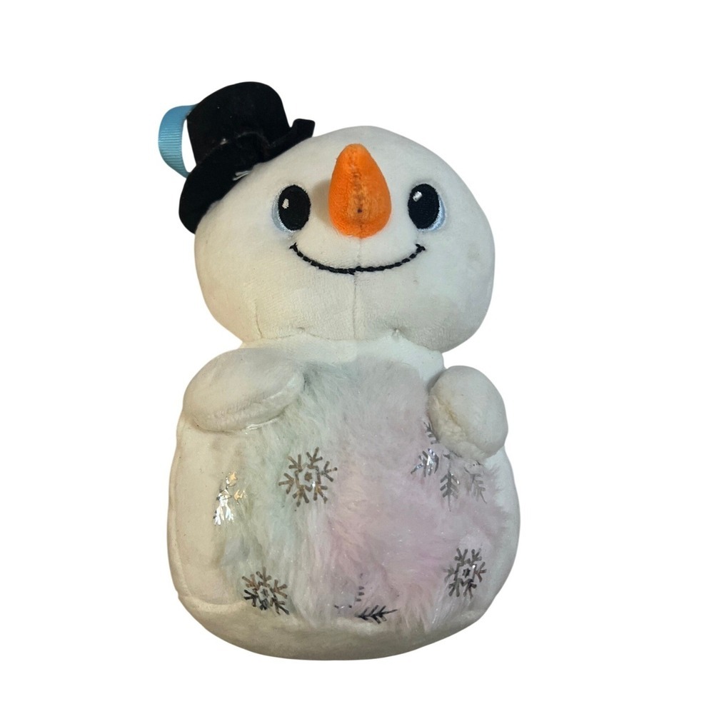 Snowman Plush 8 Inch Stuffed Animal Holiday Winter Snowflake Top Hat White